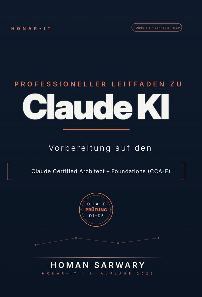 Buchcover: Professioneller Leitfaden zu Claude KI (CCA-F), Fachbuch von Homan Sarwary